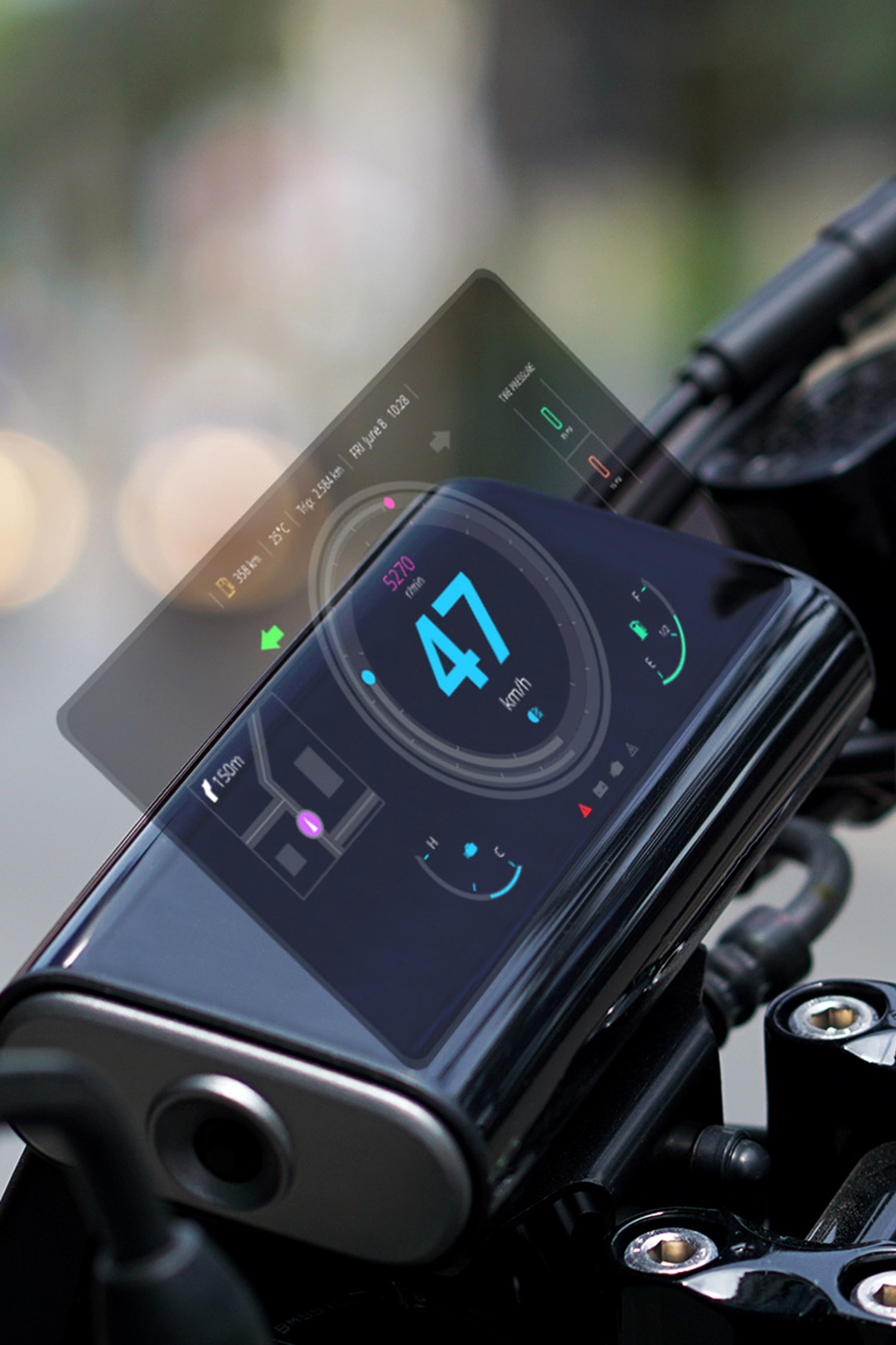 Application of Holos projection to Motorcycle Instrument Panel