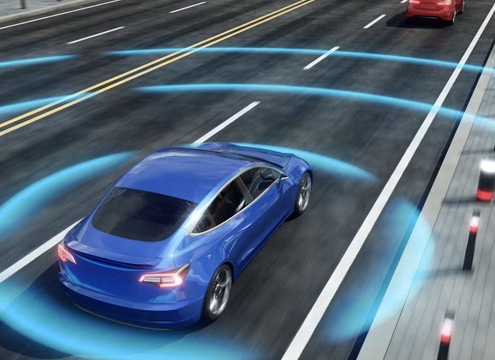 Self-Driving Electric Car Lane Changing and Overtaking
